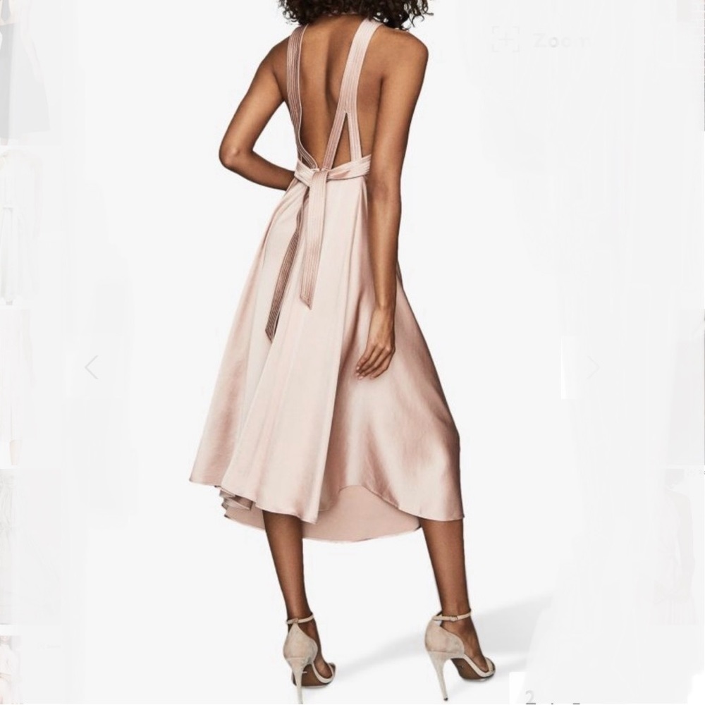 Reiss Rita Halter Neck Satin Midi Dress - Picture 3 of 6